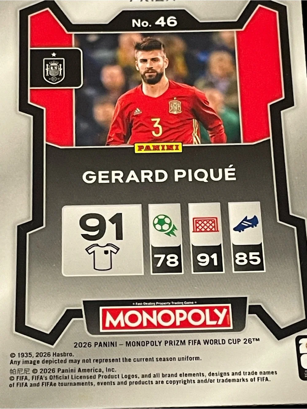 2026 Panini Prizm FIFA World Cup Cards #46 Gerard Piqué Spain Green Wave Card